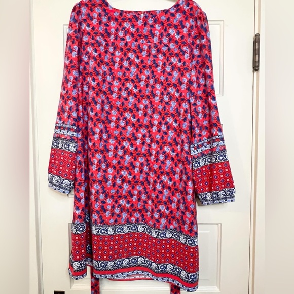 NWT LOFT red floral tie dress size L - Picture 5 of 7